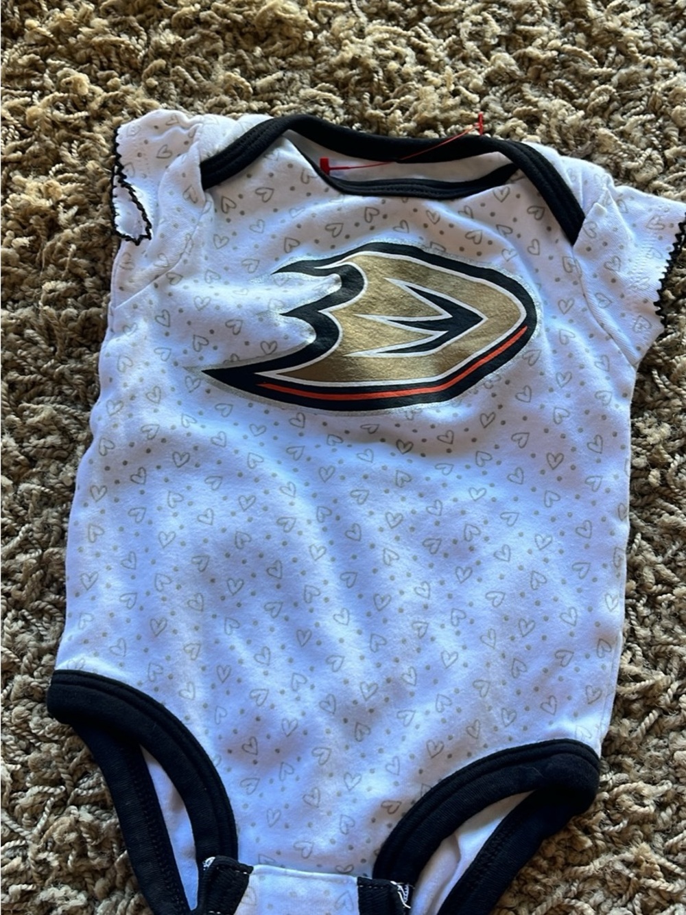 NHL White, Black & Gold Anaheim Ducks Baby One-Piece Bodysuit
